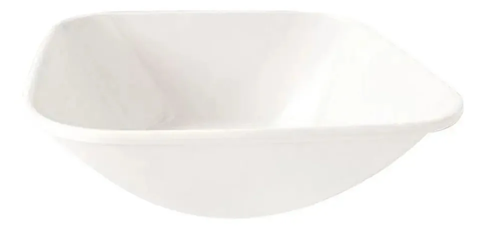Kit 04 Tigelas Melamina Quadrada Branca 600ml Cor Branco