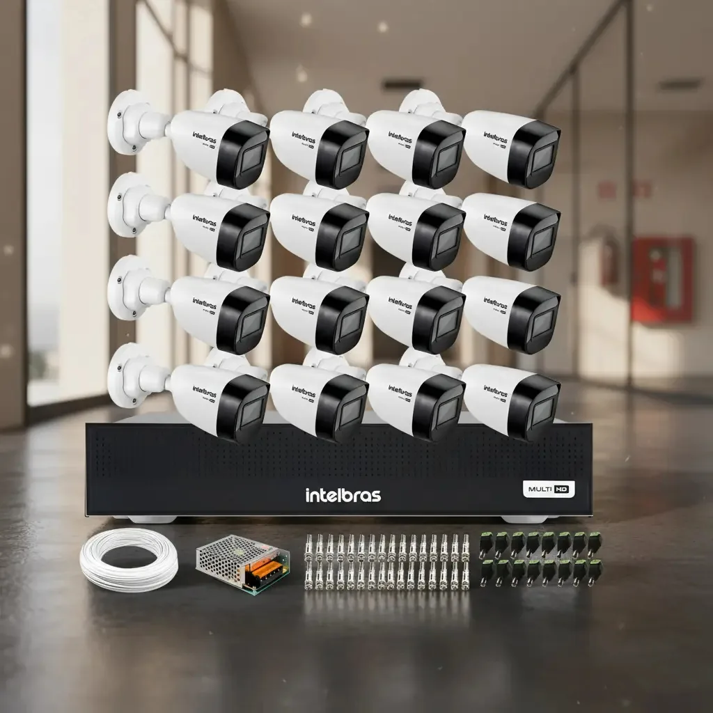 16 Câmeras Intelbras Vhd 1130b Infra 30m Dvr 1116c 16 Canais