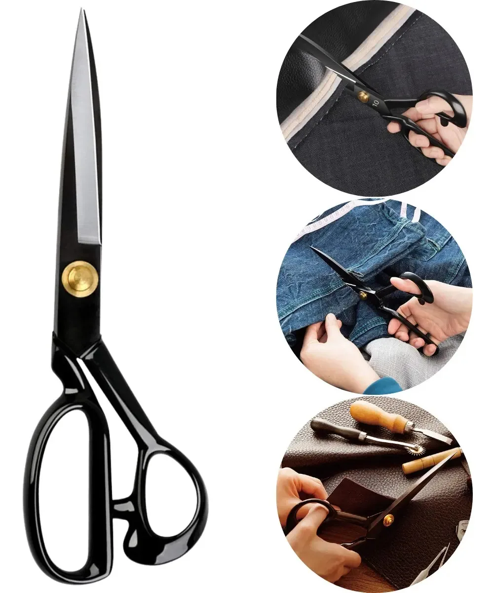 Tesoura Costura Reforçada Titanium Profissional Alfaiate 10 Cor Preto