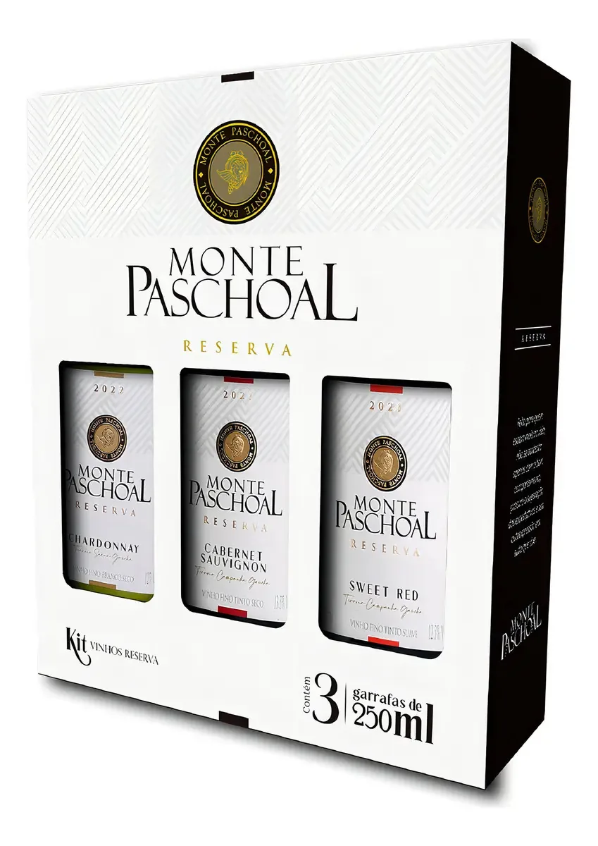 Kit 3 Mini Vinhos Monte Paschoal Reserva 250ml
