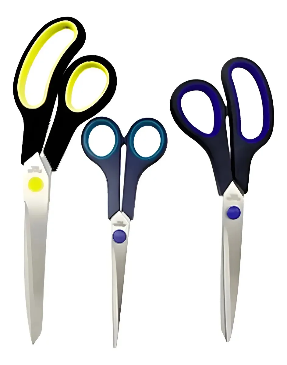 Kit 3 Tesouras Multiuso Bomvink Preto Aço Inoxidável Costura Artesanato