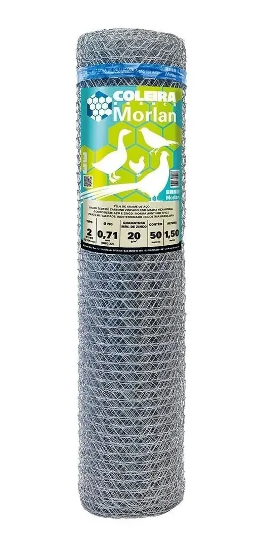 Tela Coleira Branca Morlan Para Galinheiro 2x22x1,50m 50m