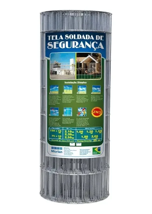 Tela Segurança Soldada Morlan Zn3 100 X 50mm Fio 1,90mm 1,20