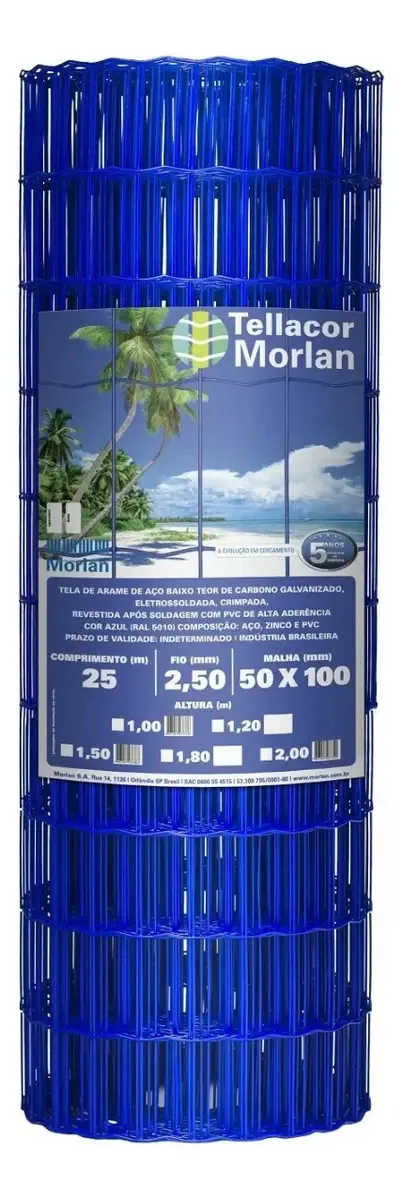 Tela Multiuso Revestida Pvc Tellacor 2,0x25m Morlan Reforcad Cor Azul