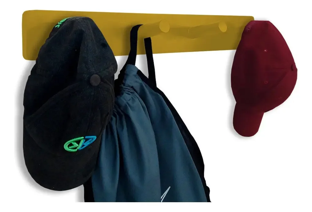 Cabideiro Parede Porta Bolsas Toalhas Multifuncional Amarelo