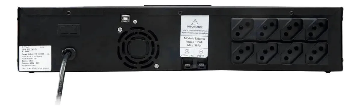 Nobreak Ragtech 600VA Bivolt Rack Senoidal 8 Tomadas Trivolt