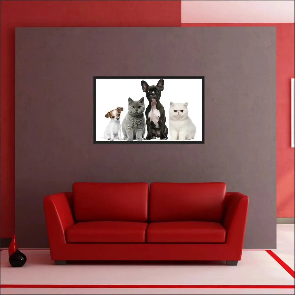 Quadro Decorativo Animais Pet Shop Cão Gato Com Moldura
