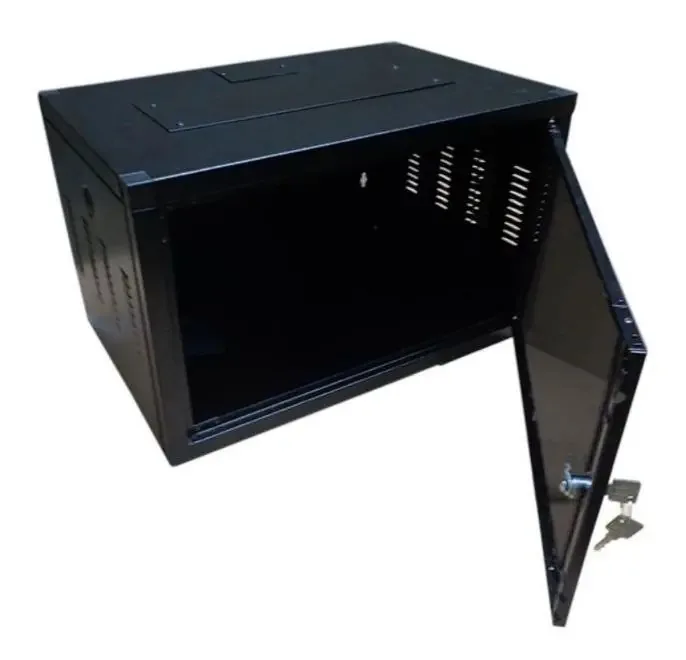 Mini Rack De Parede 6u X 370mm Preto Texturizado Rede Switch