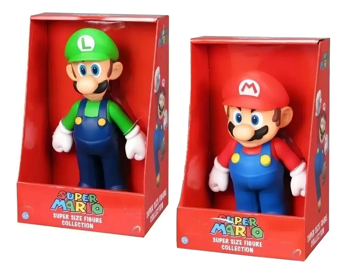 Kit Com 2 Bonecos Articulados Super Mario Bros de 22cm