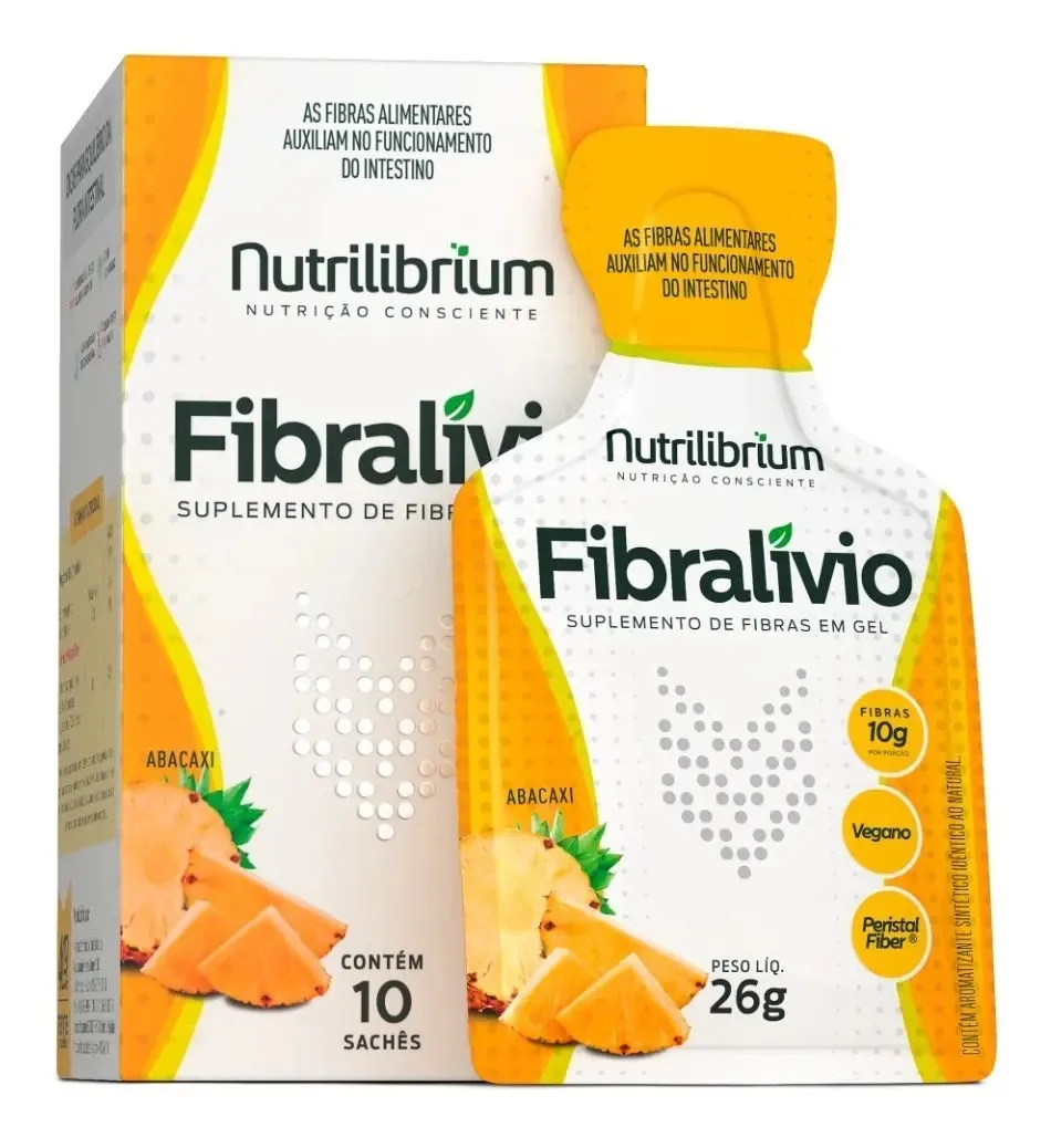 Fibralívio Gel Cx 10 Sachês Prebiótico Regulador Intestinal Sabor Abacaxi