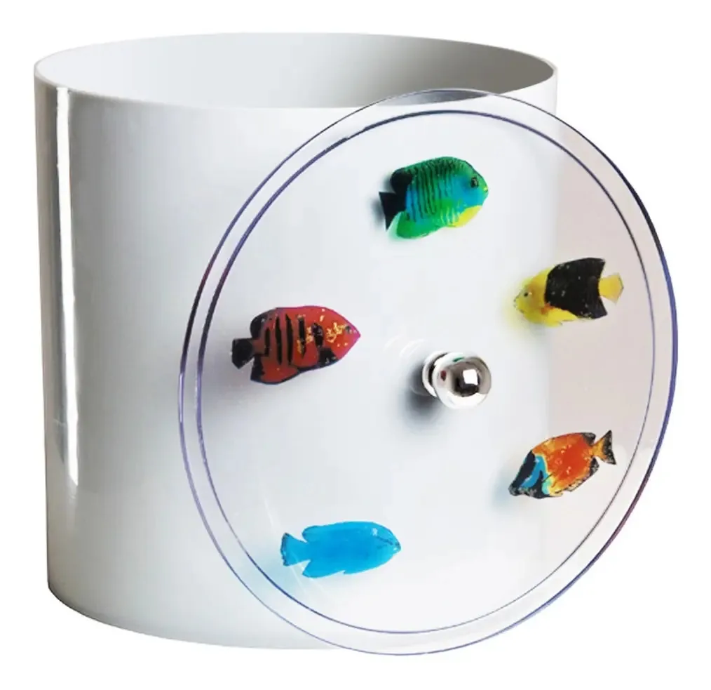 Cesto De Lixo Decorado Peixinhos Cinza Claro