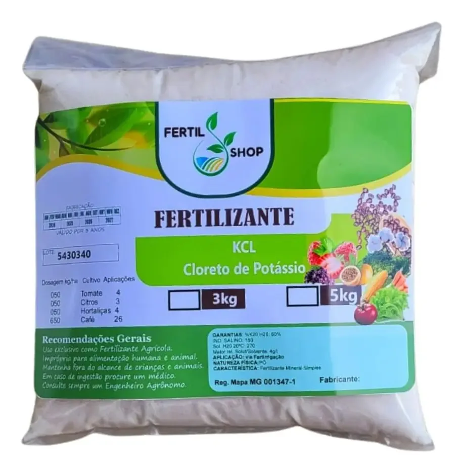 Fertilizante Cloreto De Potássio Kcl - Solúvel - 2kg