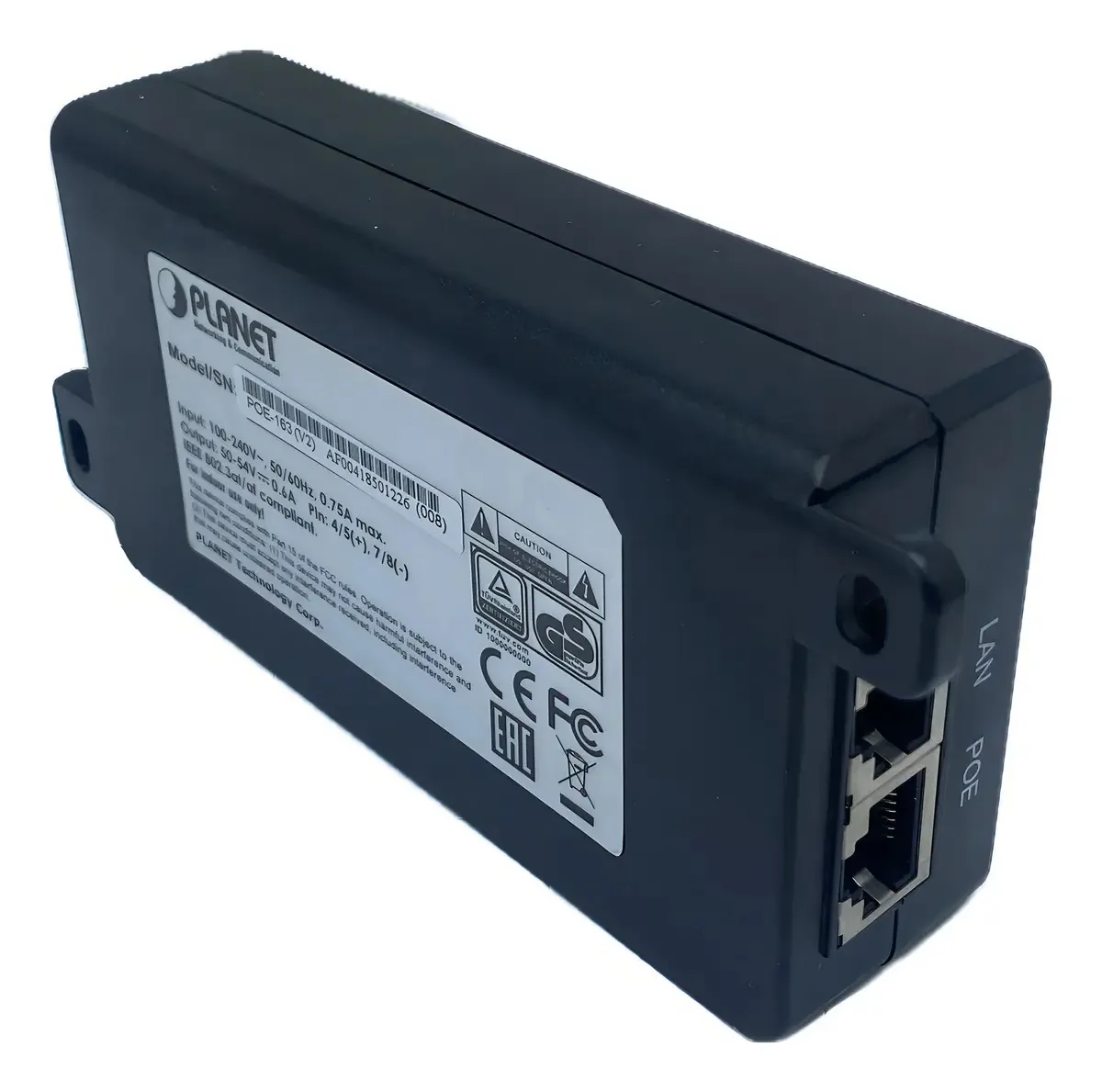 Injetor PoE+ IEEE 802.3at 48V Planet Gigabit 30W Modelo POE-163