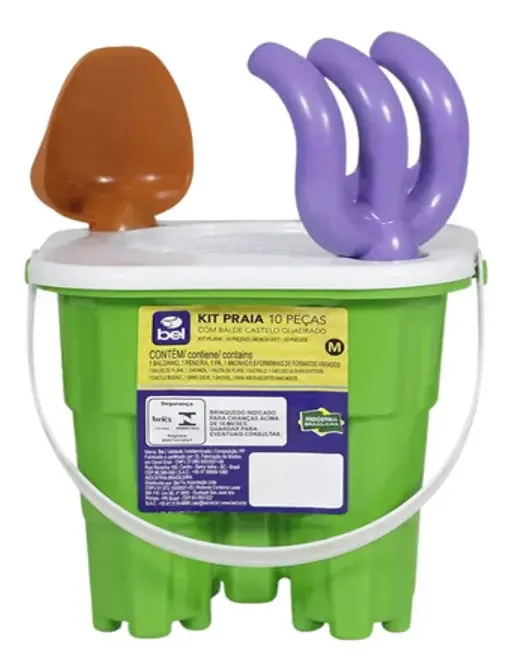 Kit Praia Infantil com Balde, Pá e Ancinho – 10 Peças Bel