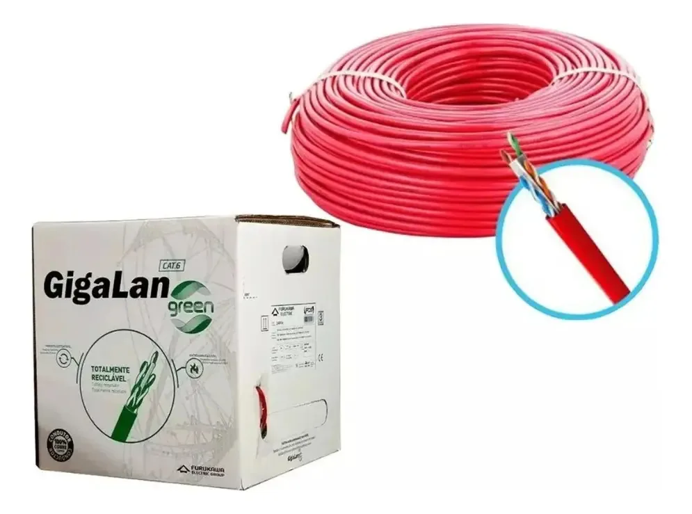 Cabo De Rede Furukawa Gigalan Cat6 Vermelho 15 Metros