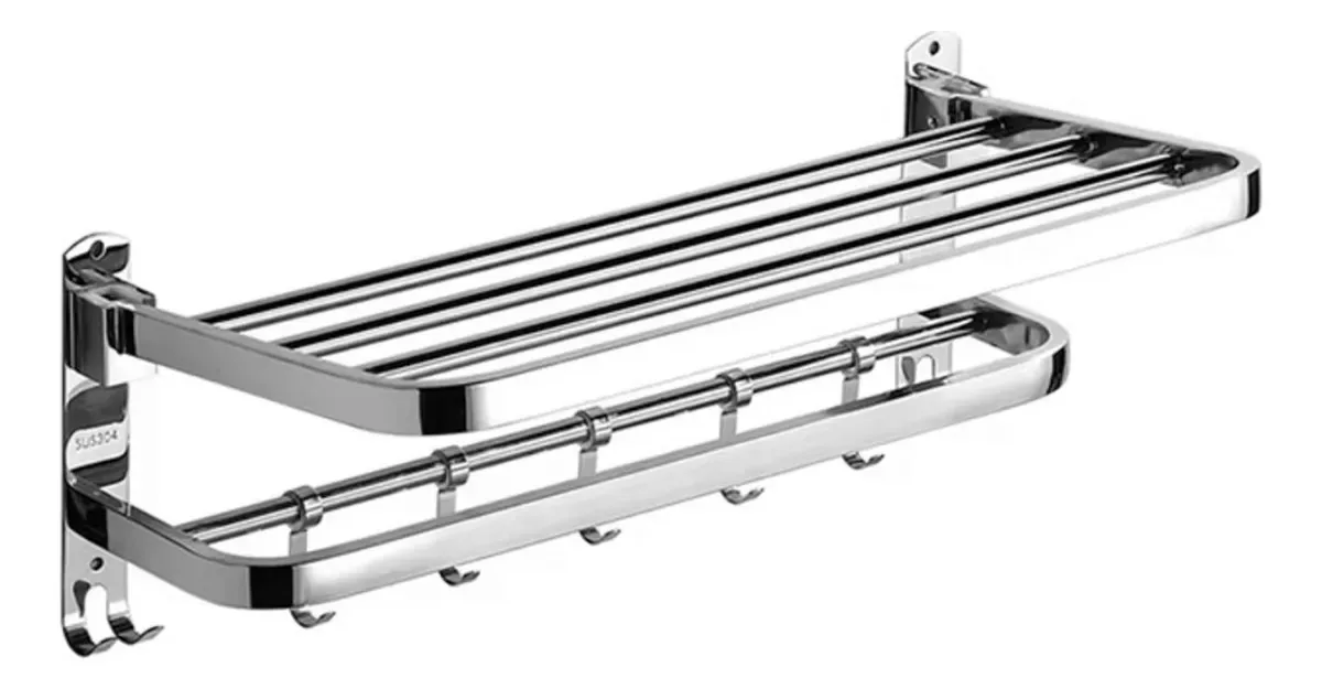 Toalheiro Suporte Porta Toalha Banho Duplo Parede Inoxidável Inox