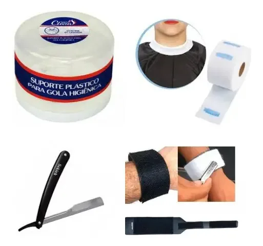 Sekich Corte Kit de Barbearia 4 Peças Gola Higienica Pulseira Navalhete