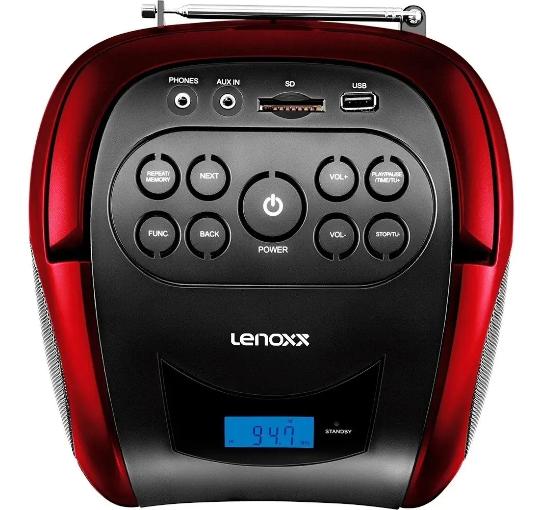 Rádio Fm Mp3 Bluetooth Usb Lenoxx Cor Vermelho