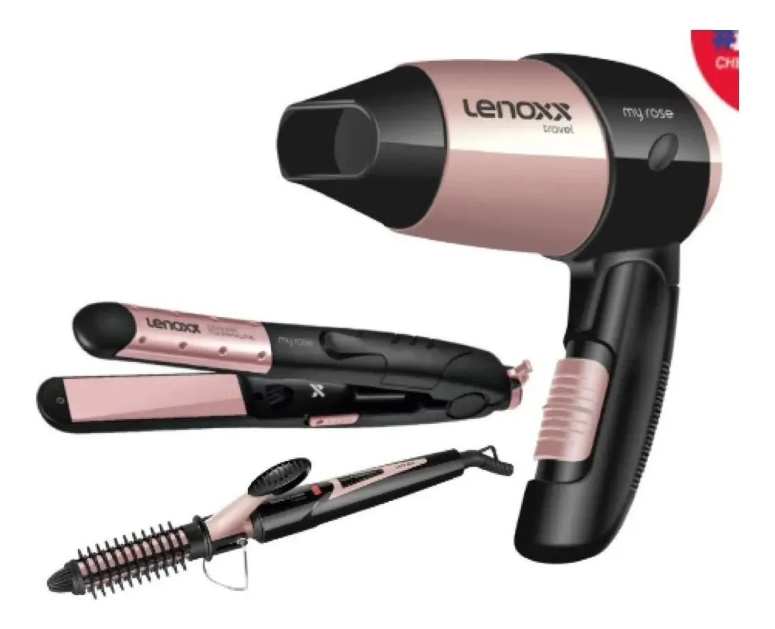 Kit Beleza - Secador + Prancha + Escova Modeladora Lenoxx