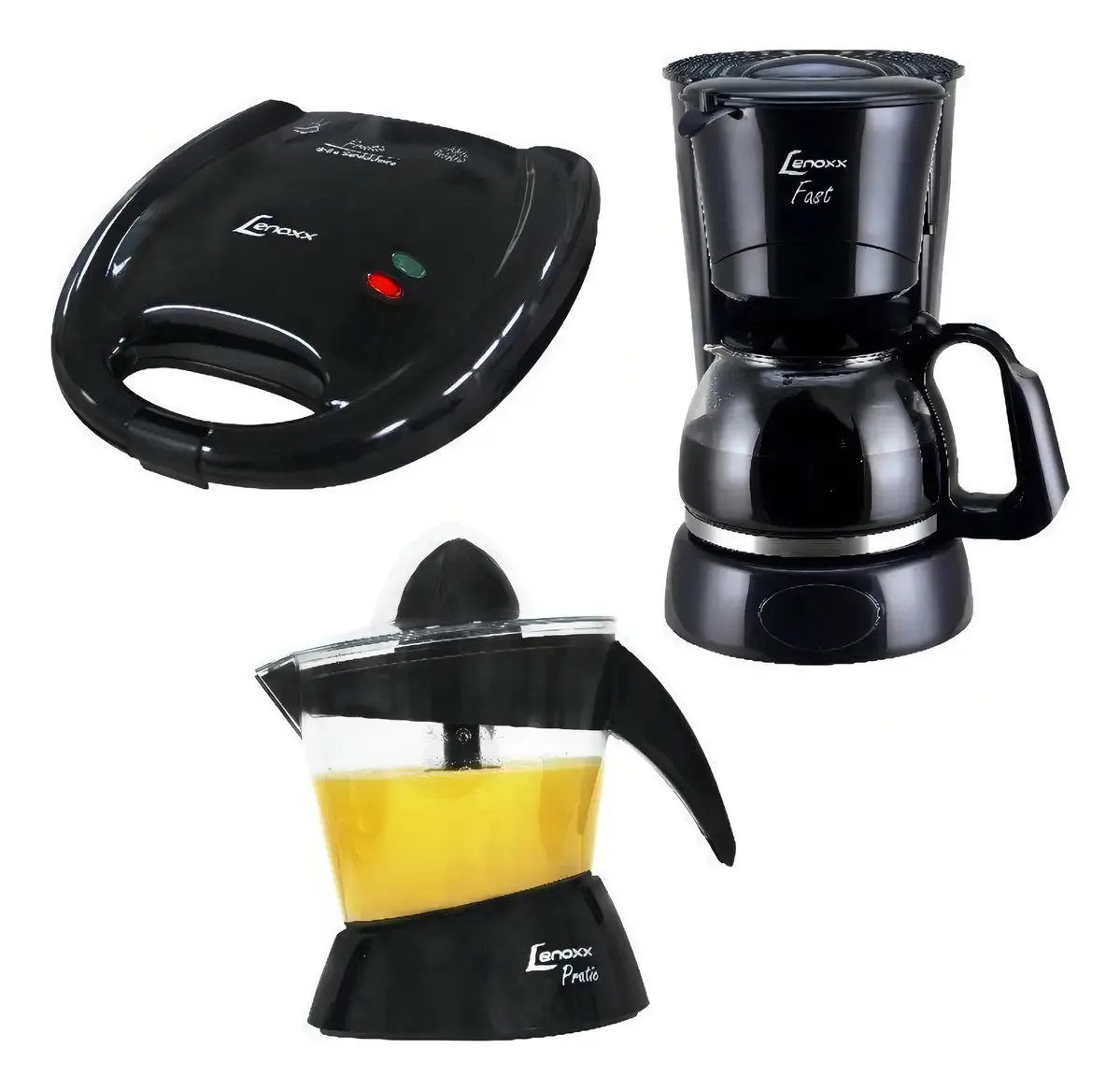 Kit Cafeteira + Sanduicheira + Espremedor Lenoxx