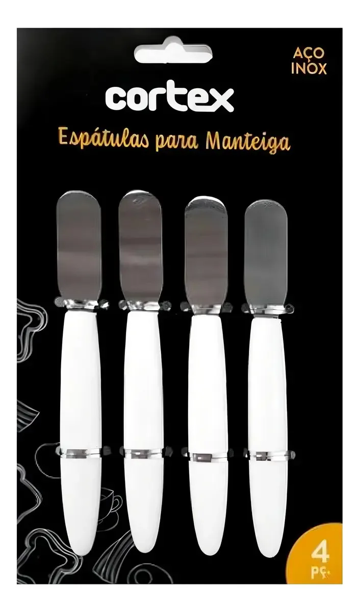 Jogo De Espátulas Para Manteiga Patês 15cm Aço Inox 4 Peças