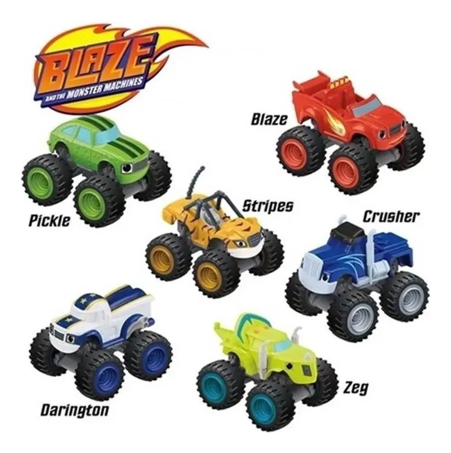 Blaze Monster Machines Kit Com 6 Carrinhos Fricção