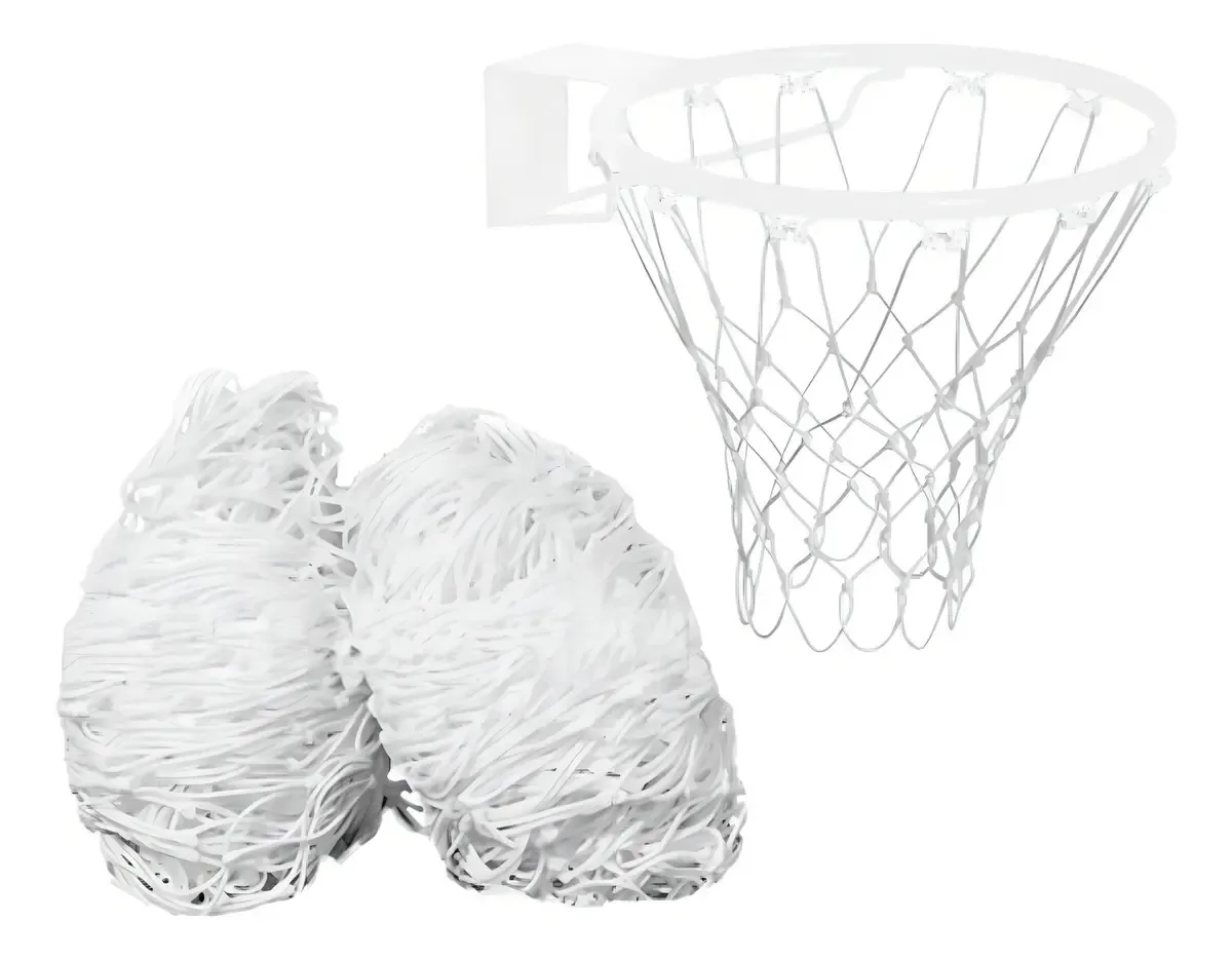 Par De Rede De Basquete Fio 4mm Nylon Sports Mania Cor Branco