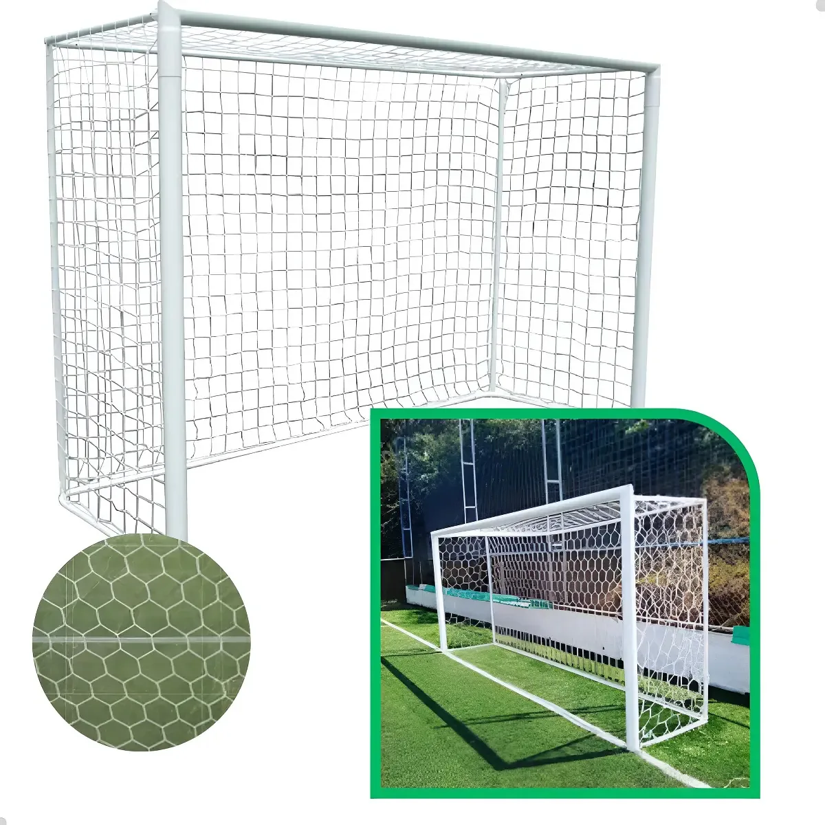 Par de Redes para Gol de Futebol Society Sports Mania 5m Branco com Proteção UV
