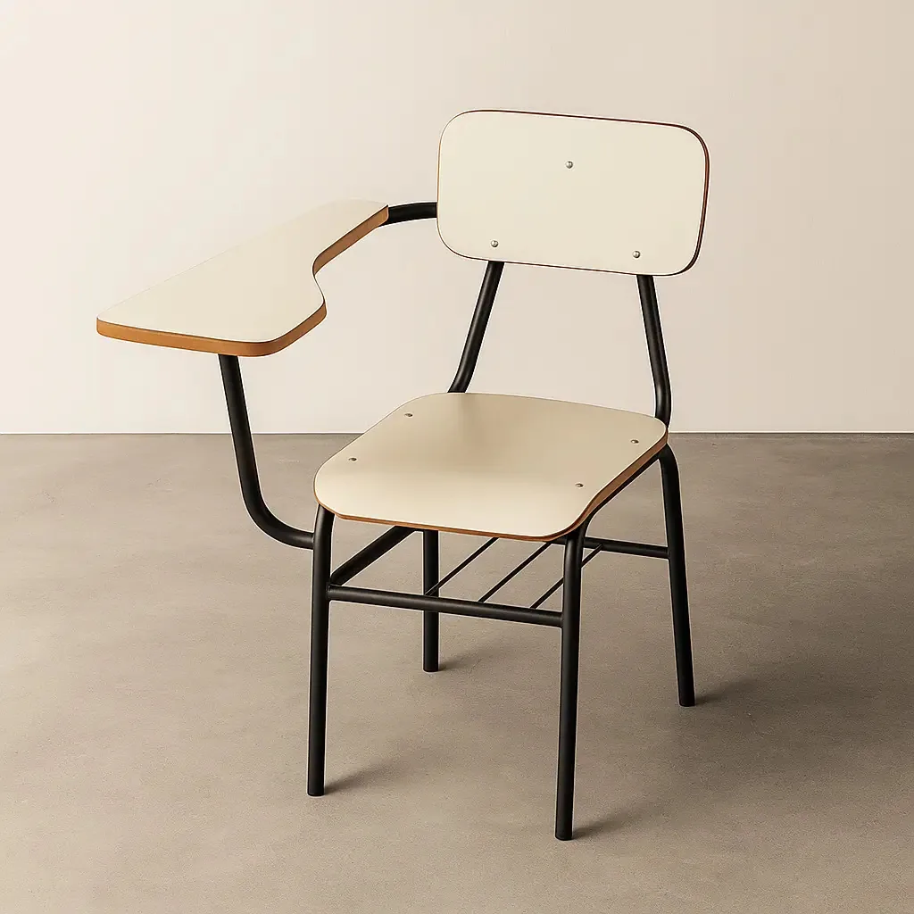 Cadeira Escolar Premium Com Prancheta Lateral Em Formica Branco