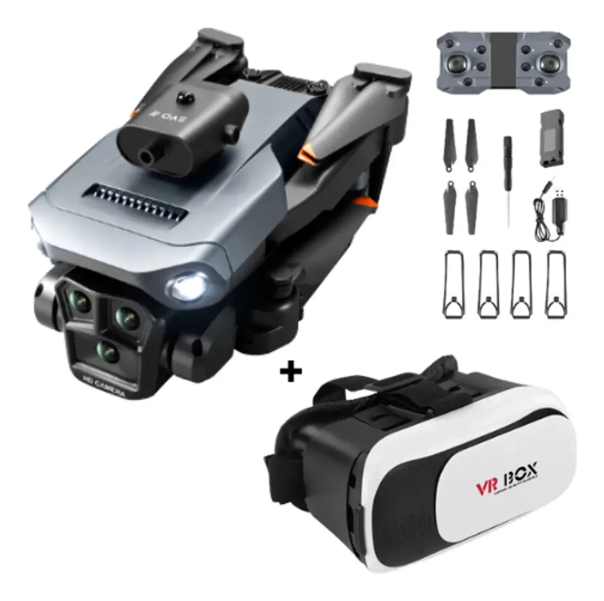 Drone K10 Max + Oculos Vr - 3 Baterias, 3 Câmeras 8k Hd Wifi