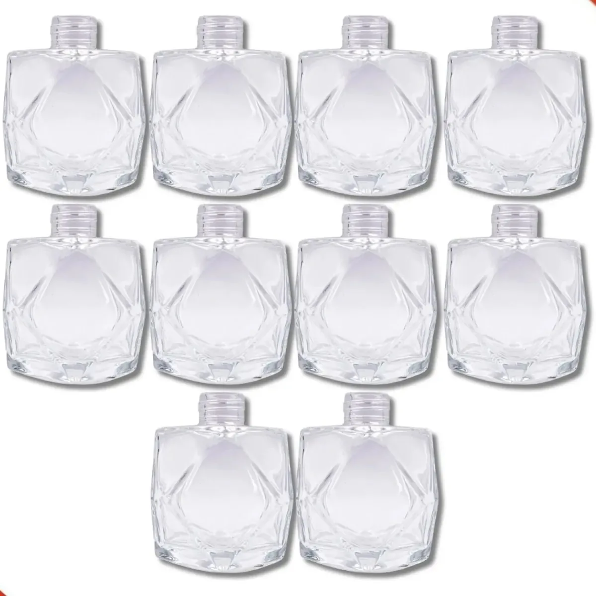 10 Frasco De Vidro Diamante Tampa Dourada E 20 Varetas