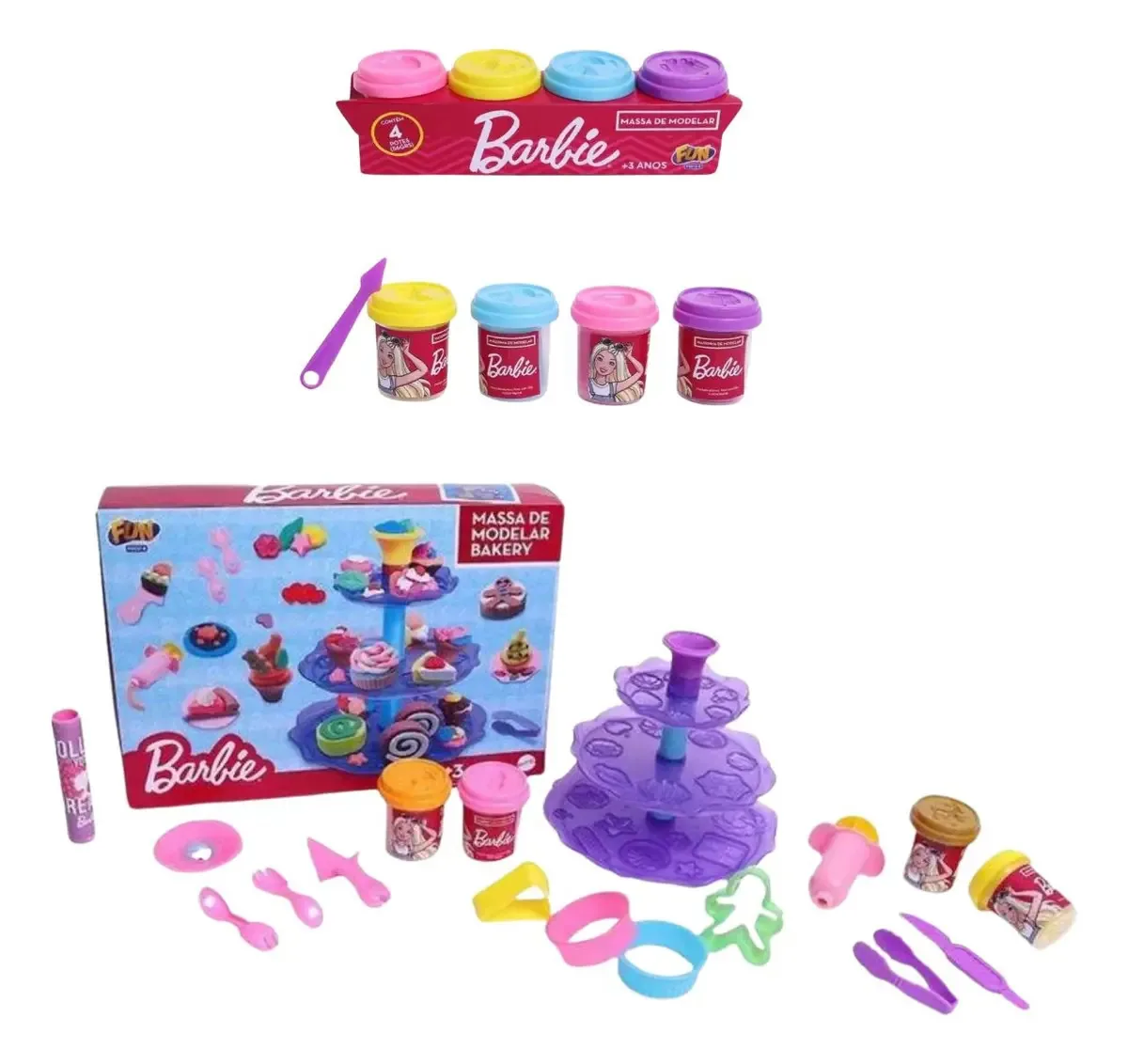 Conjunto Massa Modelar + Massa Modelar Bakery Barbie Fun