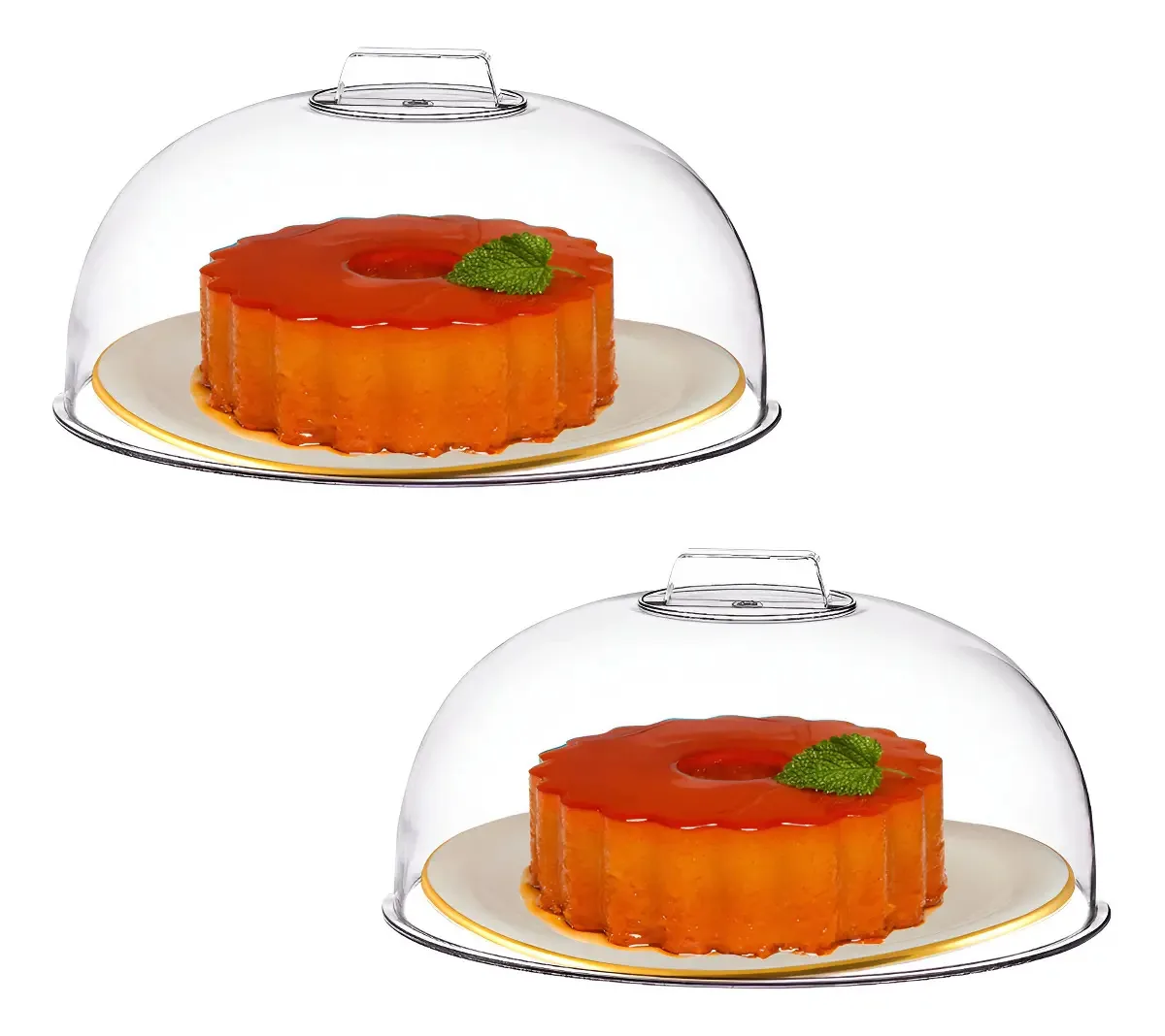 2 Tampa Acrílico Transparente Média Para Bolos E Tortas 28cm