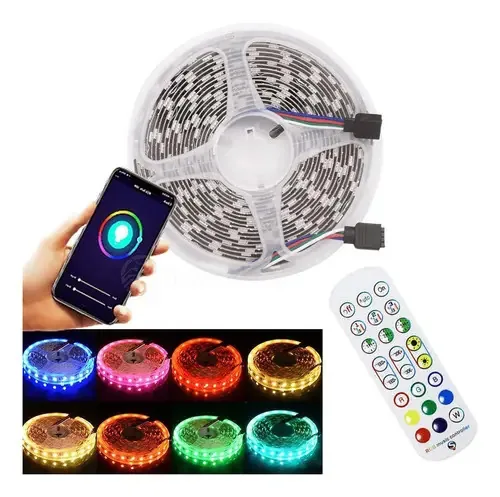 Fita Led Acionamento Bluetooth Com 300 Leds 5050 Rgb