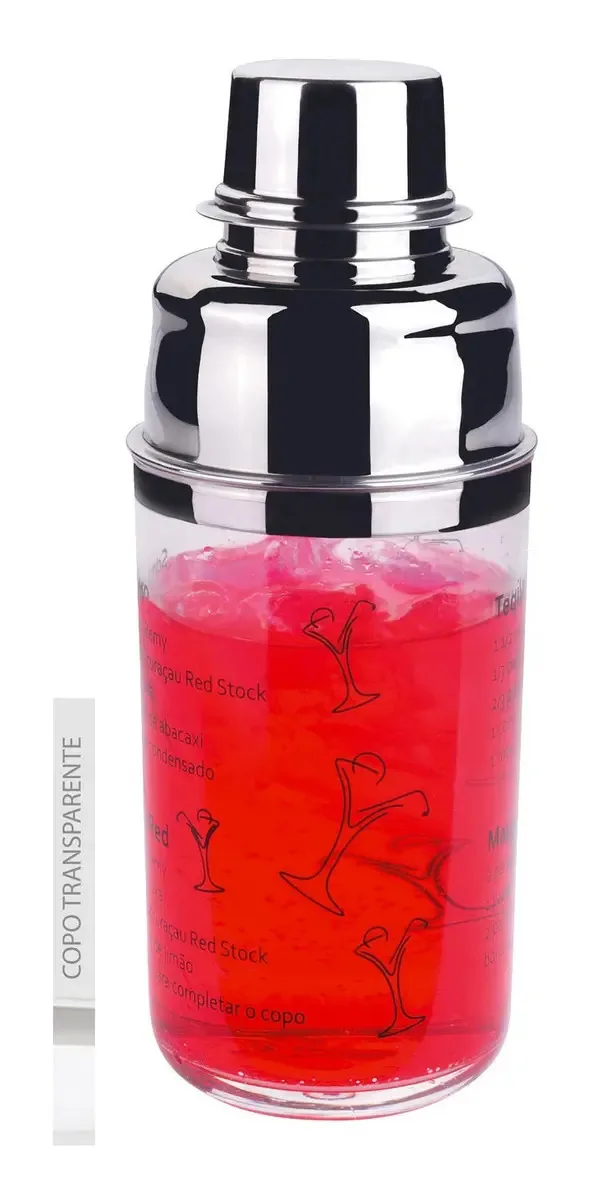 Coqueteleira Transparente 500ml 8,5x8,5x13cm