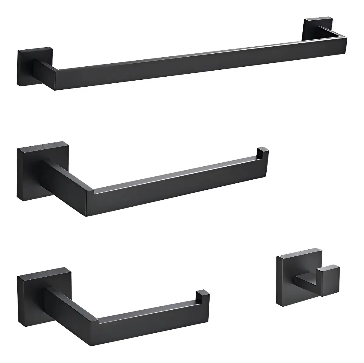 Kit Acessórios Banheiro Inox 304 Preto Luxo Supreme 4 Pc