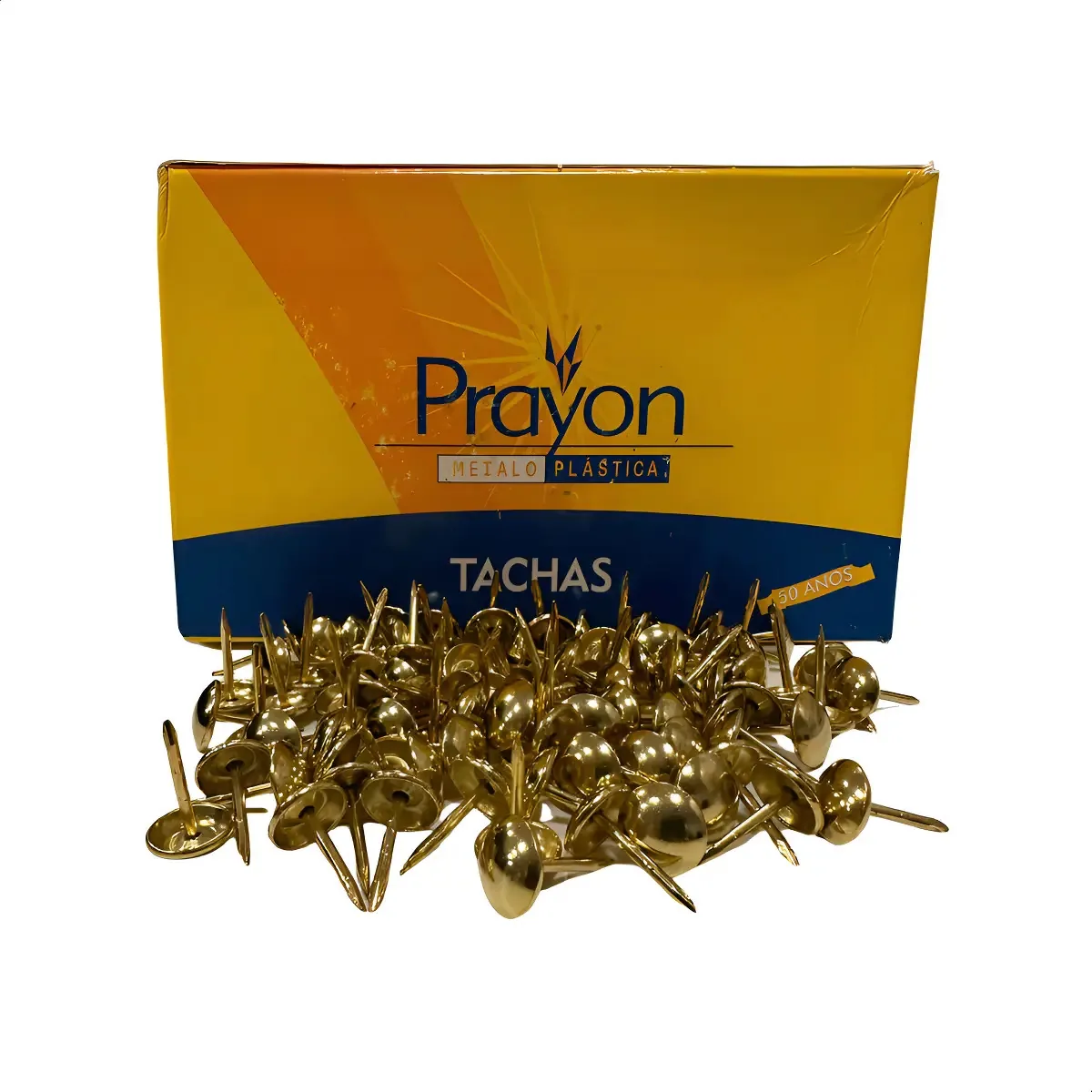 Tacha Tapeceiro Prayon 10mm 1000 Unidades Latonado Aço Redonda Dourado