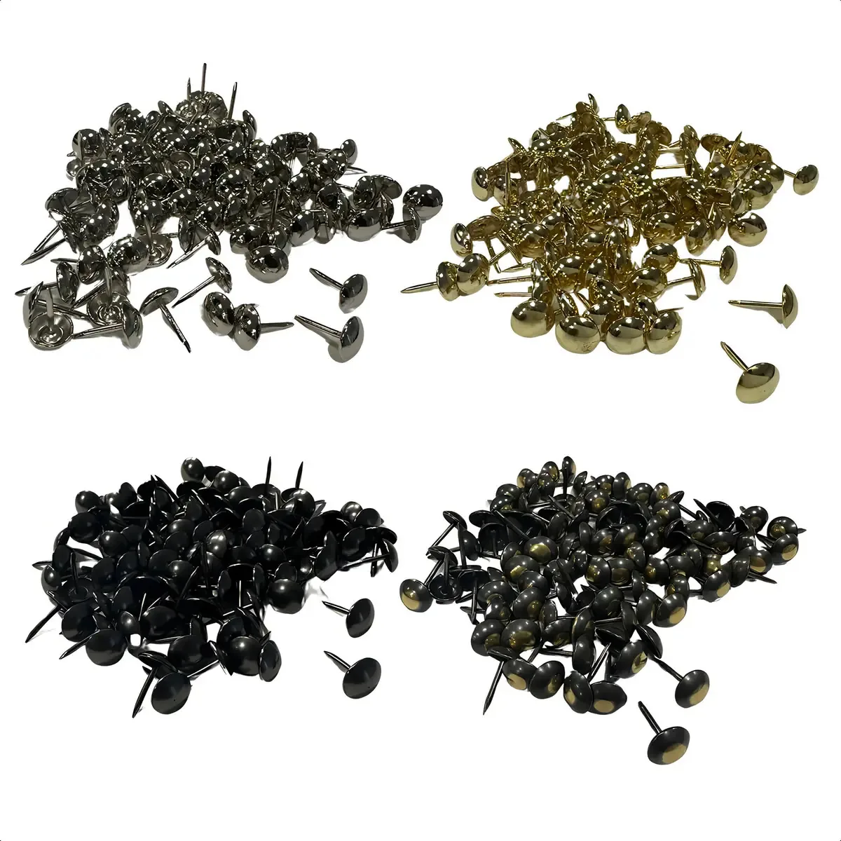 Tachas de Tapeçaria Redondas de Ferro e Latão, com 100 Unidades