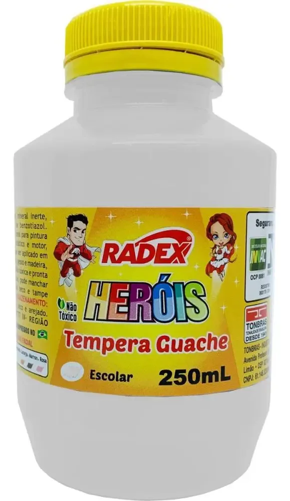 Tinta Guache Radex Branco 250ml Pacote 3 Unidades Pintura Artística