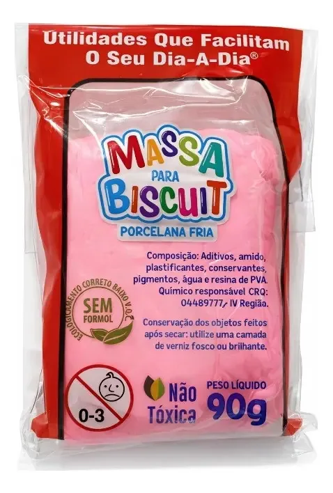 Massa de Porcelana Fria Radex para Biscuit, 90g Rosa Suave