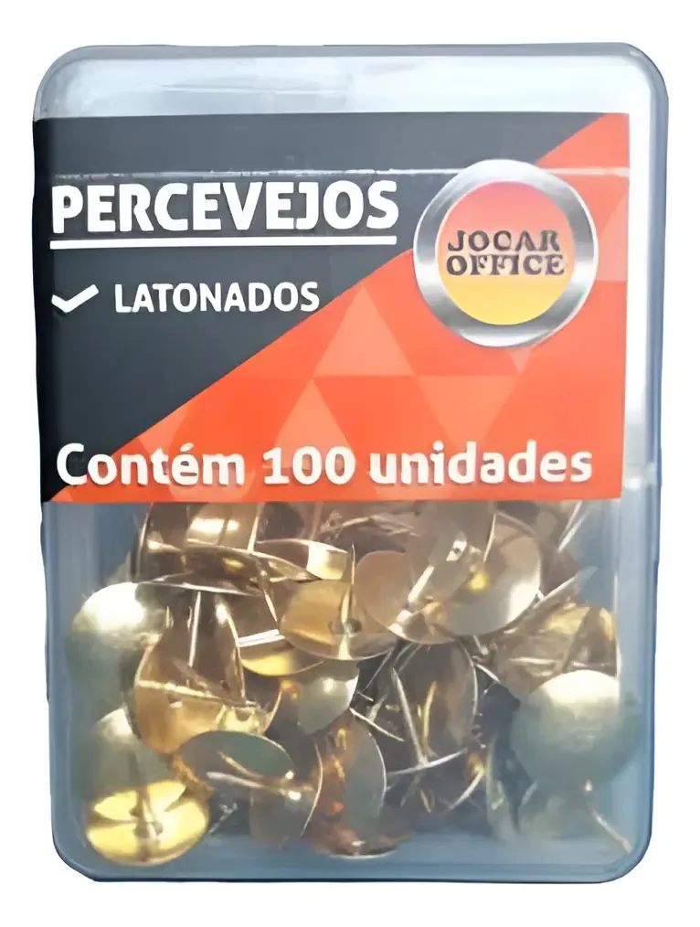 Percevejos Latonados de Metal Jocar Office Amarelo – Kit com 10 Caixinhas
