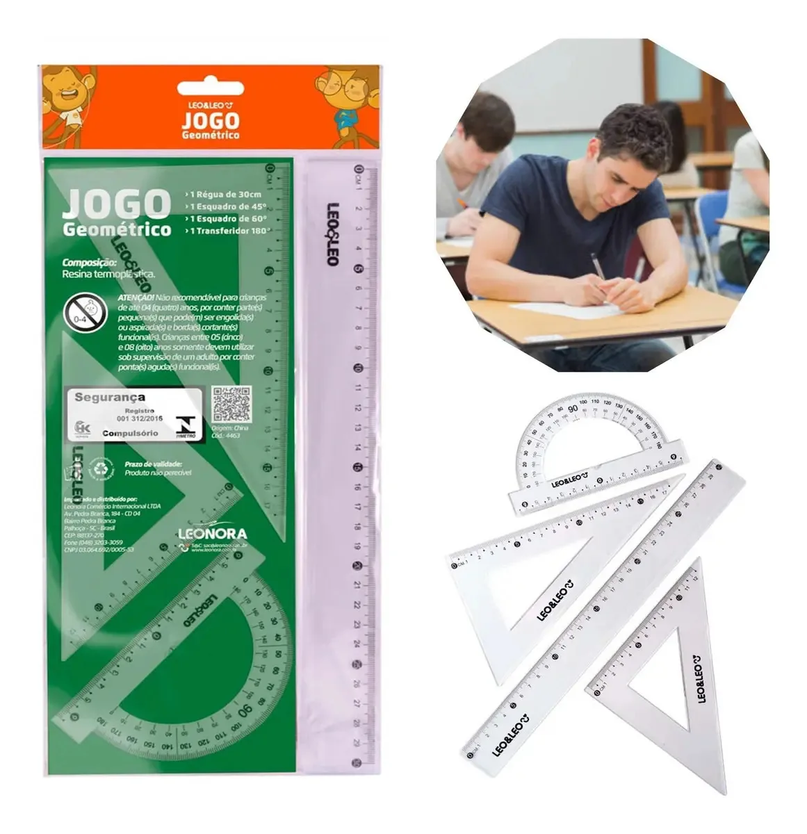 Jogo Geometrico 1.grau/4 Pecas Cx/12 Leoeleo