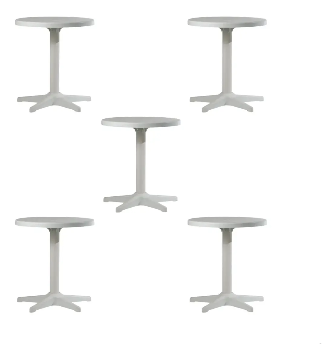 Kit 5 Mesas Redondas Plastex Polipropileno Branco Para Jardim Varanda