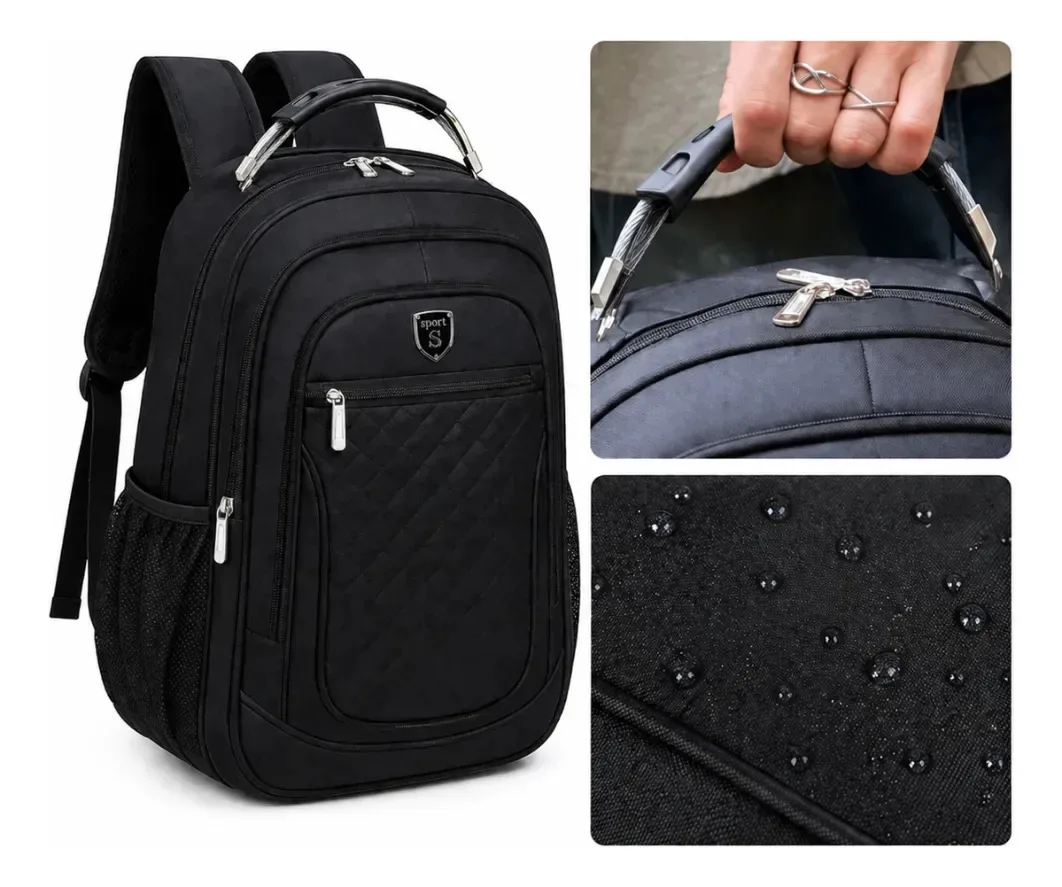 Mochila Masculina Para Notebook Até 17" Grande Para Trabalho Informática Bolsa Para Documentos Reforçada Cor Preto
