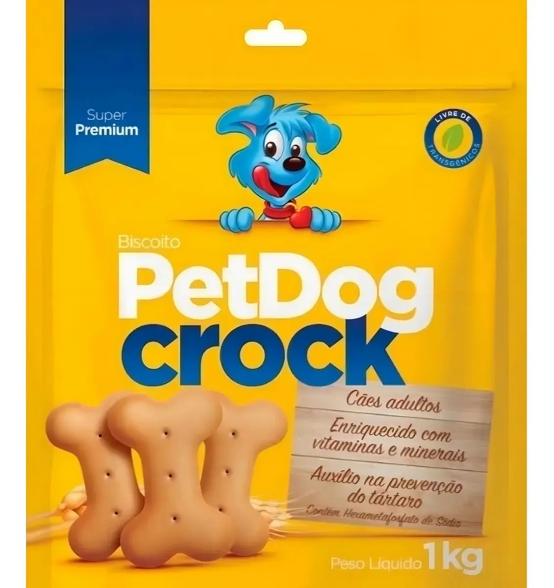 Biscoito Pet Dog Crock 1kg Para Cachorro