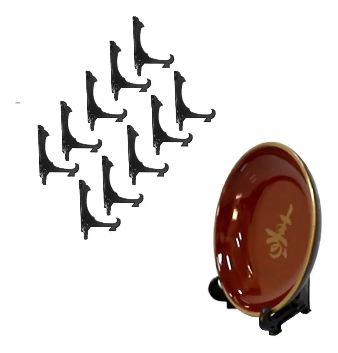 Kit 10 Suporte Para Pratos E Azulejos Preto 9cm