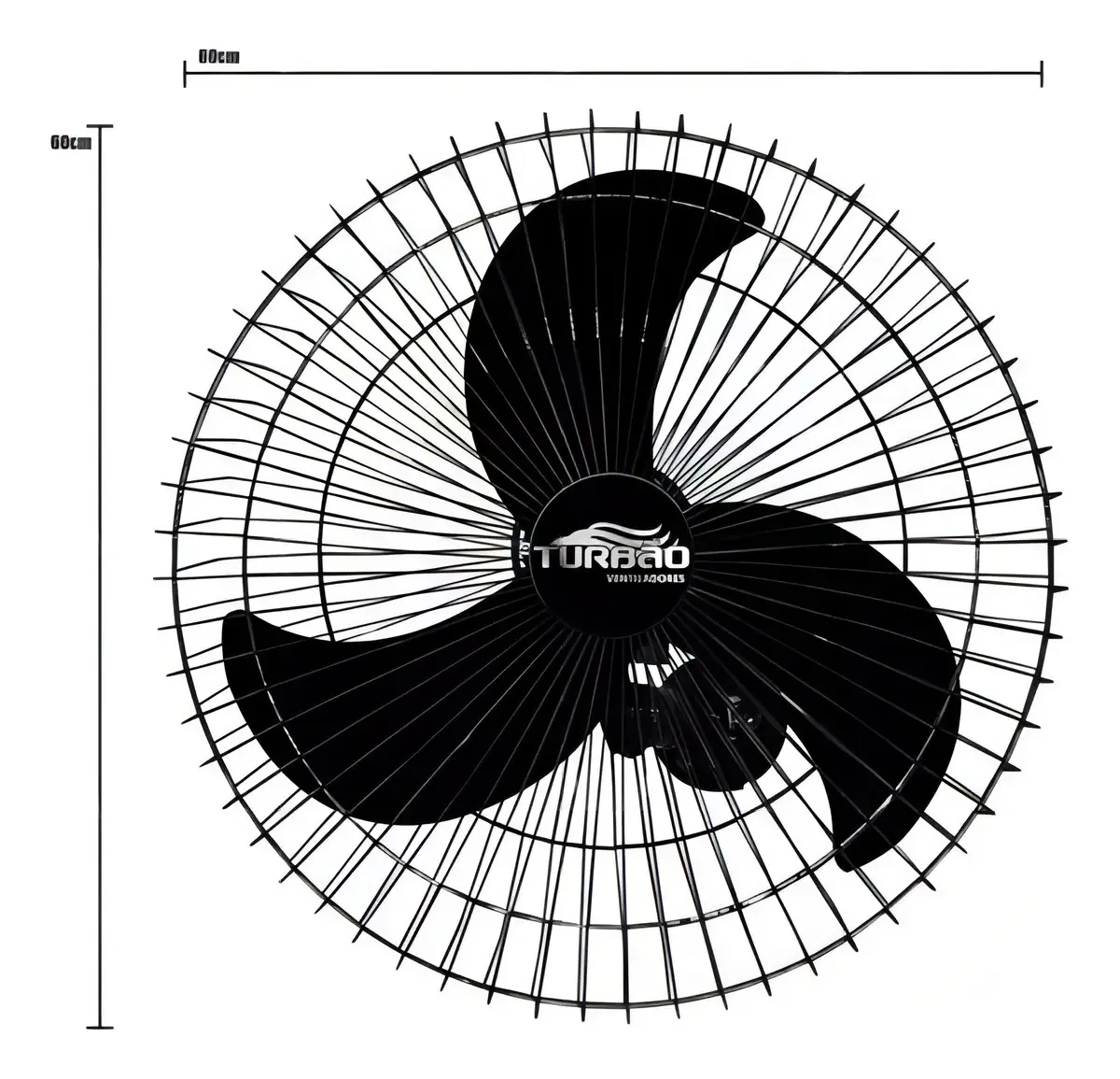 Kit 4 Ventiladores de Parede 60cm Turbão Oscilante Preto Bivolt 200W