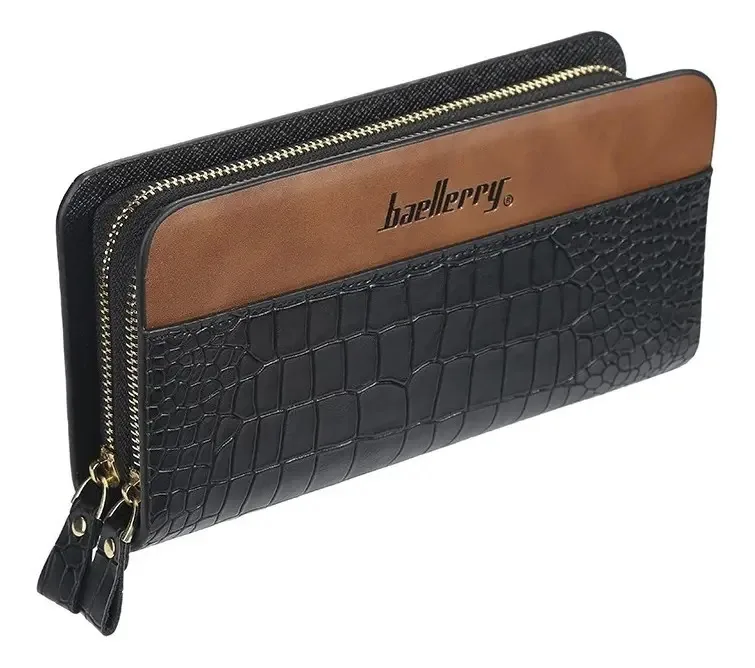 Carteira Feminina Para Celular Pasta Com Zíper Porta Documentos Cédulas Cartões Baellerry Grande Couro Premium Cor Preto