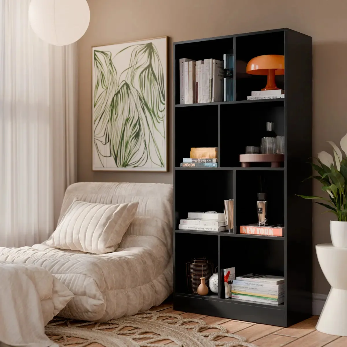 Rofemar Moveis estante para livros rios moderno organizador com prateleiras cor preto