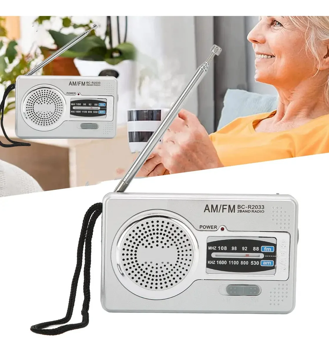 Rádio portátil, rádio transistor Am Fm, alto-falantes embutidos, chip Dsp, mini rádio de bolso para viagens domésticas, acampamento, entretenimento de emergência